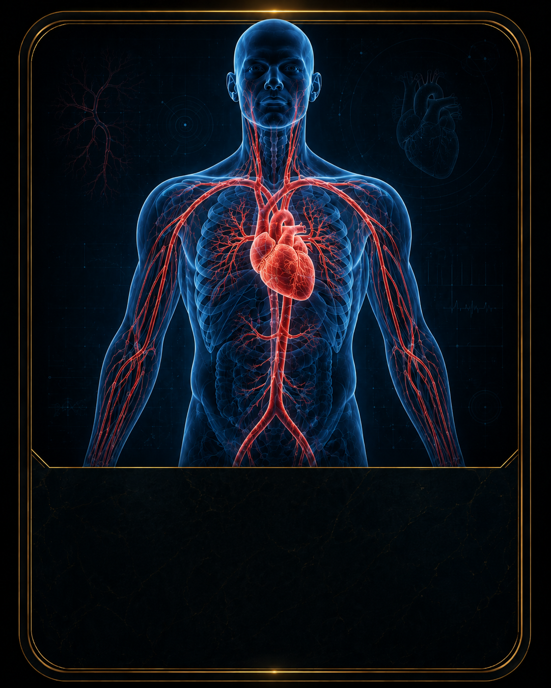 Detailed medical illustration of the cardiovascular system