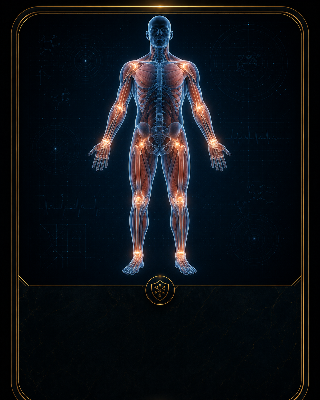 Detailed medical illustration of the muscles and joints