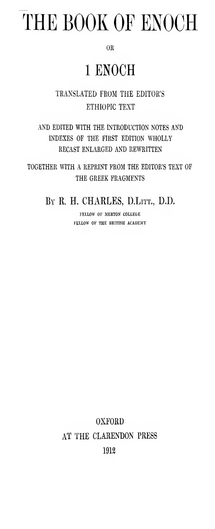 Title page of The Book of Enoch, or, 1 Enoch